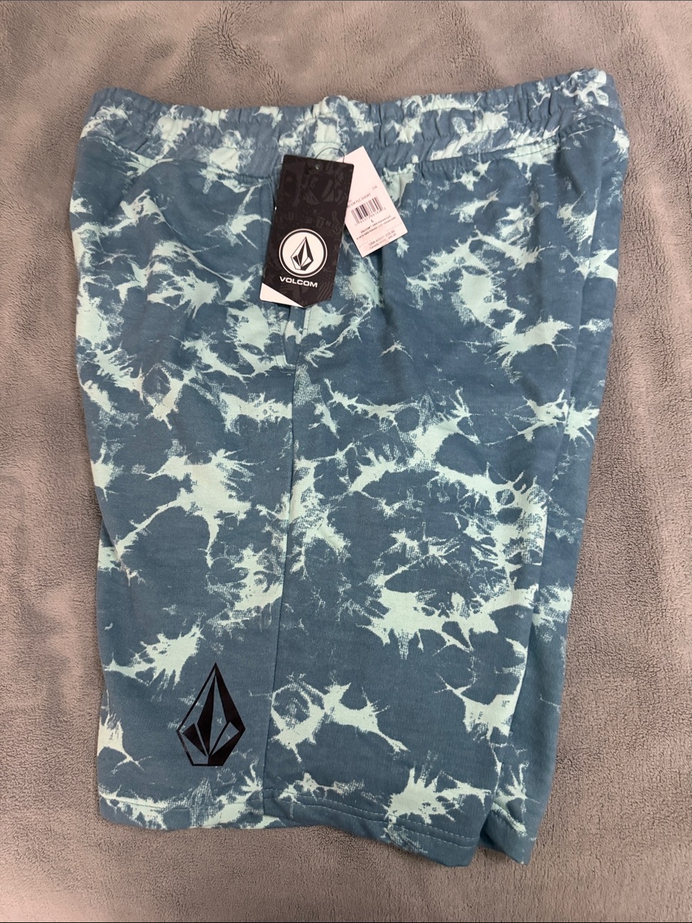 Volcom Blue Tie-Dye Flat Front Men's Shorts
